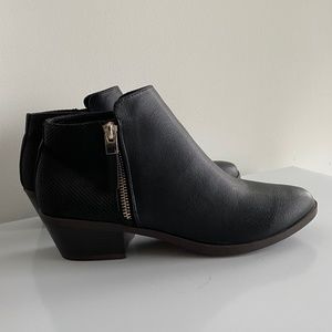 CALL IT SPRING BLACK BOOTIES WITH GOLD ZIPPERS (NEVER WORN)